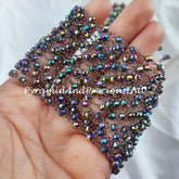 1,2,5,10,25 Ft Mystic Pyrite Hydro Faceted Rondelle Beaded Rosary Chain, Black Plated Wire, Jewelry Making Chain – SELLING BY FOOT